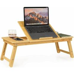 Homfa - Laptoptisch Bambus fürs Bett Tisch Laptop Stand Notebooktisch Desk klappbarer