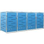 Blaue 4er-Mülltonnenboxen 201l - 300l verzinkt aus Edelstahl rostfrei 