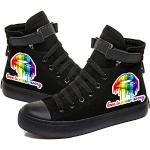 Schwarze LGBT Gay Pride High Top Sneaker & Sneaker Boots aus Stoff rutschfest für Damen Größe 42 