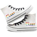 Weiße LGBT Gay Pride High Top Sneaker & Sneaker Boots aus Stoff rutschfest für Damen Größe 40 
