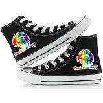 Schwarze Casual LGBT Gay Pride High Top Sneaker & Sneaker Boots mit Klettverschluss aus Stoff rutschfest für Damen Größe 38 