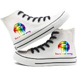 Weiße Casual LGBT Gay Pride High Top Sneaker & Sneaker Boots mit Klettverschluss aus Stoff rutschfest für Damen Größe 38 