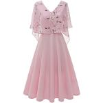 Pinke Elegante Midi V-Ausschnitt Chiffon-Abendkleider aus Chiffon für Damen Größe 3 XL Große Größen zur Hochzeit für den für den Sommer 