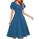Blaue Vintage Abendkleider A-Linie für Damen Größe M 
