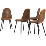 Reduzierte Braune Vintage Esszimmerstühle & Küchenstühle aus Leder Breite 0-50cm, Höhe 0-50cm, Tiefe 0-50cm 4-teilig 