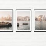 Schwarze Moderne Runde Fotowände & Bilderrahmen Sets mit Skyline-Motiv 3-teilig 