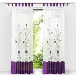 Violette Bestickte Schlaufenschals & Ösenschals mit Blumenmotiv aus Voile transparent 