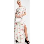 Reduzierte Rosa Wasserfall-Ausschnitt Kleider mit Schlitz für Damen Größe M 