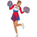 Horror-Shop Rot-blaues Cheerleader Damen Kostüm für Fasching & Garde 46