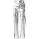 Reduzierte Silberne Unifarbene Warehouse Kunstlederhosen mit Reißverschluss aus PU für Damen Größe M Große Größen 