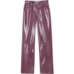 Reduzierte Burgundfarbene Unifarbene Pull&Bear Kunstlederhosen mit Reißverschluss aus PU für Damen Größe S Große Größen 