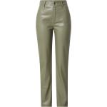 Reduzierte Olivgrüne Unifarbene Misspap Kunstlederhosen mit Reißverschluss aus PU für Damen Größe M Große Größen 
