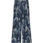 Blaue Animal-Print Loose Fit COS Seidenhosen aus Seide für Damen Größe XS 