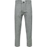 Reduzierte Mitternachtsblaue Melierte Selected Homme Bio Ankle-Jeans mit Reißverschluss aus Leinen für Herren Größe XXL Weite 31, Länge 32 