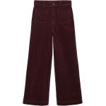 Bordeauxrote Unifarbene Mango Palazzo-Hosen mit Reißverschluss aus Cord für Damen Größe S Große Größen 