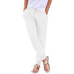 Weiße Unifarbene Casual Atmungsaktive Freizeithosen aus Baumwollmischung für Damen Größe XXL 
