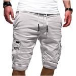 Weiße Unifarbene Vintage Atmungsaktive Cargo-Shorts für Herren Größe L 