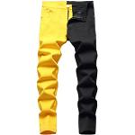 Gelbe Camouflage Casual Wasserdichte Jeans mit Stickerei aus Denim für Herren Größe XXL Große Größen 
