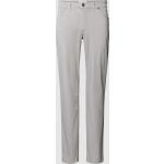 Silberne Unifarbene Brax Cadiz Herrenhosen mit Reißverschluss aus Baumwolle 