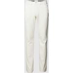 Offwhitefarbene Unifarbene Brax Chuck Herrenhosen mit Reißverschluss aus Baumwollmischung Größe XXL 