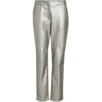 Reduzierte Silberne Unifarbene Vila Kunstlederhosen mit Reißverschluss aus PU für Damen Größe S Große Größen 