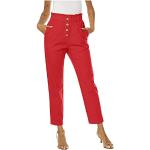 Rote Unifarbene Business Business-Hosen aus Leinen für Damen Größe XL für Partys 