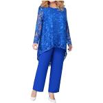 Blaue Elegante Businesskleidung aus Chiffon für Damen Größe 5 XL Große Größen 2-teilig für den für den Sommer 