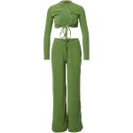 Reduzierte Olivgrüne Unifarbene Misspap Palazzo-Hosen mit Gürtel aus Polyester für Damen Größe XS Große Größen 