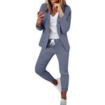 Damen Zweiteiliger Anzug Set Revers Business Büro Formal Blazer Langarm  Anzugjacke Hosenanzug Slim Fit Hose 2 Stück (01 Blau, S) : :  Fashion