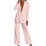 Pinke Unifarbene Business Damenhosenanzüge aus Samt Übergrößen Große Größen 2-teilig zur Hochzeit für den für den Sommer 