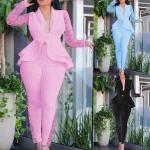 Rosa Unifarbene Business Damenhosenanzüge mit Rüschen aus Spitze Größe 3 XL für den für den Herbst 