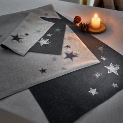Hossner, Tischläufer Sternenzauber, 50 x 150 cm, grau anthrazit