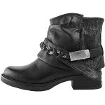 Schwarze Elegante Runde Cowboy-Boots & Cowboystiefeletten mit Reißverschluss aus Veloursleder rutschfest für Damen Größe 42 für den für den Winter 