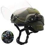 Hotour Leichter, schneller Mich 2000-Helm mit transparenter Sonnenblende für Airsoft Paintball CS-Kriegsspiele im Freien.