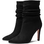 Schwarze Elegante Spitze High Heel Stiefeletten & High Heel Boots aus Veloursleder für Damen Größe 37 zur Hochzeit 