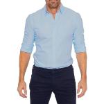 Hellblaue Unifarbene Langärmelige Herrenjeanshemden mit Reißverschluss aus Denim Größe XL 