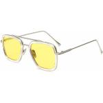 Gelbe Rechteckige Retro Sonnenbrillen aus Kunststoff für Herren 