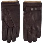 Reduzierte Dunkelbraune Gefütterte Handschuhe aus Leder für Herren Größe S für den für den Winter 