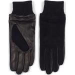 Reduzierte Schwarze Gefütterte Handschuhe aus Leder für Herren für den für den Winter 