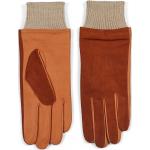Reduzierte Braune Gefütterte Handschuhe aus Leder für Herren für den für den Winter 