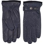 Reduzierte Marineblaue Geflochtene Gefütterte Handschuhe aus Leder für Herren Größe L für den für den Winter 