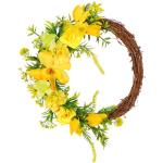 Gelbe Moderne Frühlingstürkränze mit Blumenmotiv aus Weide 