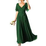 Smaragdgrüne Elegante Kurzärmelige Maxi Lange Abendkleider aus Chiffon für Damen Größe L Große Größen für den für den Sommer 