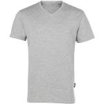 Graue Melierte HRM Bio Nachhaltige V-Ausschnitt T-Shirts aus Jersey enganliegend für Herren Größe 5 XL 