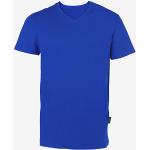 Blaue Melierte HRM Bio Nachhaltige V-Ausschnitt T-Shirts aus Jersey enganliegend für Herren Größe 5 XL 