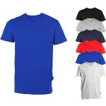 Graue Melierte HRM Bio V-Ausschnitt T-Shirts aus Jersey enganliegend für Herren Größe 5 XL 