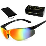 HSE® SportEyes® | UV400 Schutzfilter, HLT® Kunststoff-Sicherheitsglas nach DIN EN 166 | Sportbrille, Radbrille, Sonnenbrille | Brillengestell: schwarz Hochglanz, Brille: Defender 1.0