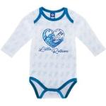 Weiße Langärmelige Hamburger SV Bio Nachhaltige Kinderlangarmbodys mit Boot-Motiv mit Knopf aus Baumwolle für Babys Größe 68 