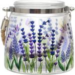 Lavendelfarbene Mediterrane Runde Teelichtgläser mit Blumenmotiv aus Glas 