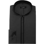 Graue Unifarbene Langärmelige Stehkragen Stehkragenhemden mit Knopf für Herren Größe 4 XL für den für den Frühling 